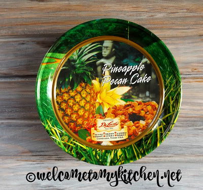 Pineapple Pecan Cake in a tin
